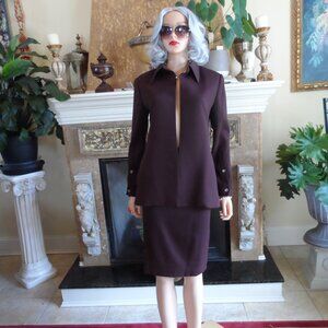 Yves Saint Laurent Rive Gauche Chocolate Brown Skirt Suit FR 36 - US 4